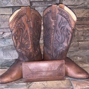 🤎🧡Frye Melissa Continental Leather Snap Wallet -Cognac- MSRP $158